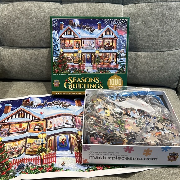 🔴3/$25🔴 MasterPieces Christmas Jigsaw Puzzle 1000 Piece Home for the Holidays - Picture 2 of 3